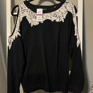 INC black sweater with cut sleeves.  Size 2x NWT